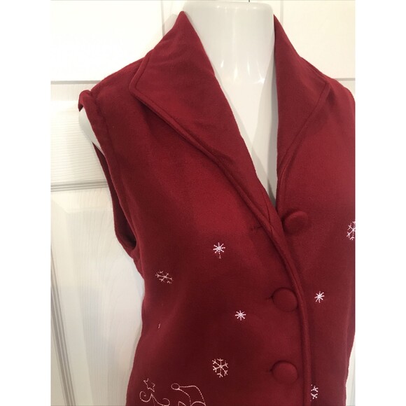 Collection's Etc. Women's Medium Red Fleece Winter Vest  Snowmen - Picture 3 of 5